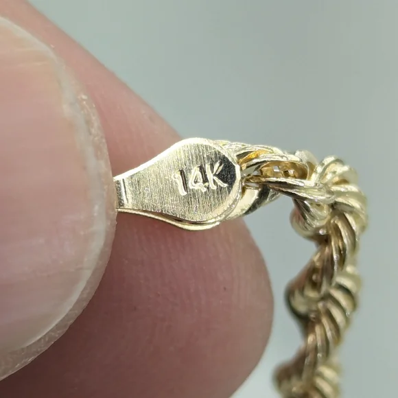 14kt Real Gold Rope Chain 4mm 20 Inch